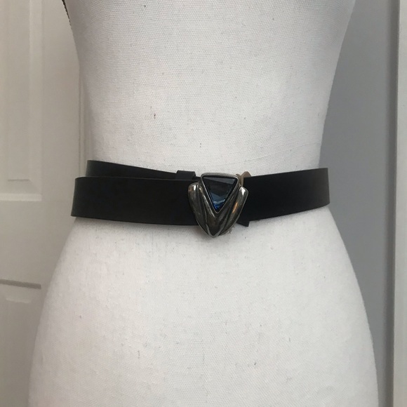 Leather & Silver-Plated Belt With Swarovski - Picture 4 of 5